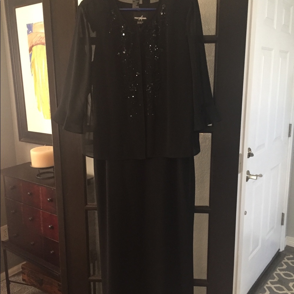 Black Sleeveless Long Dress & Jacket